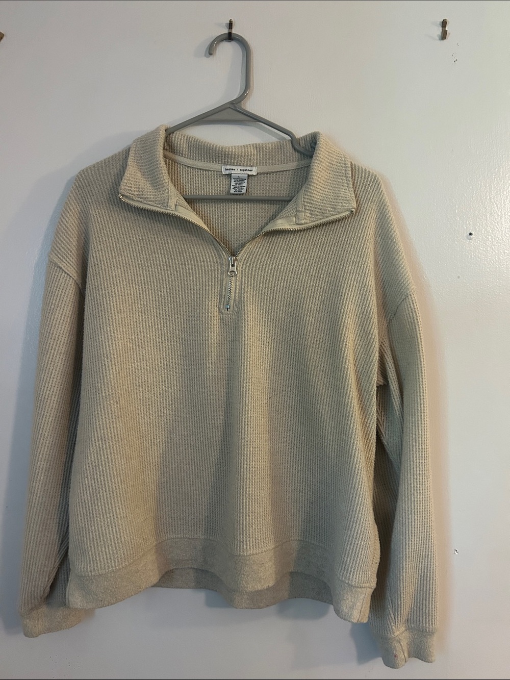 Everyday Ribbed Quarter-Zip Turtleneck Sweater - Cream